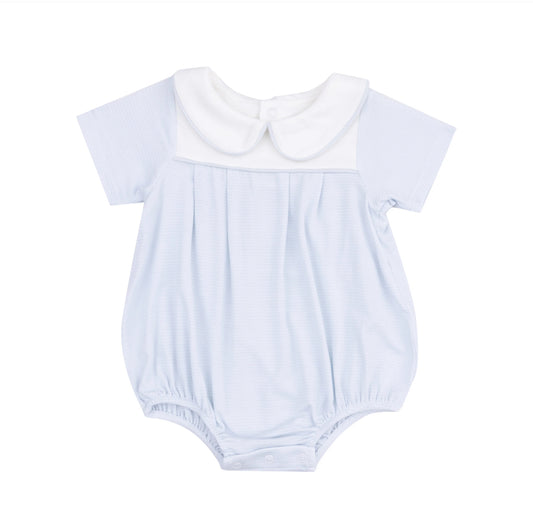 Classic Box Pleat Bubble - Stripe Classic Blue