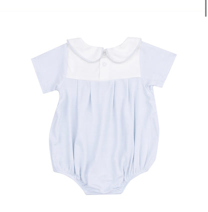 Classic Box Pleat Bubble - Stripe Classic Blue