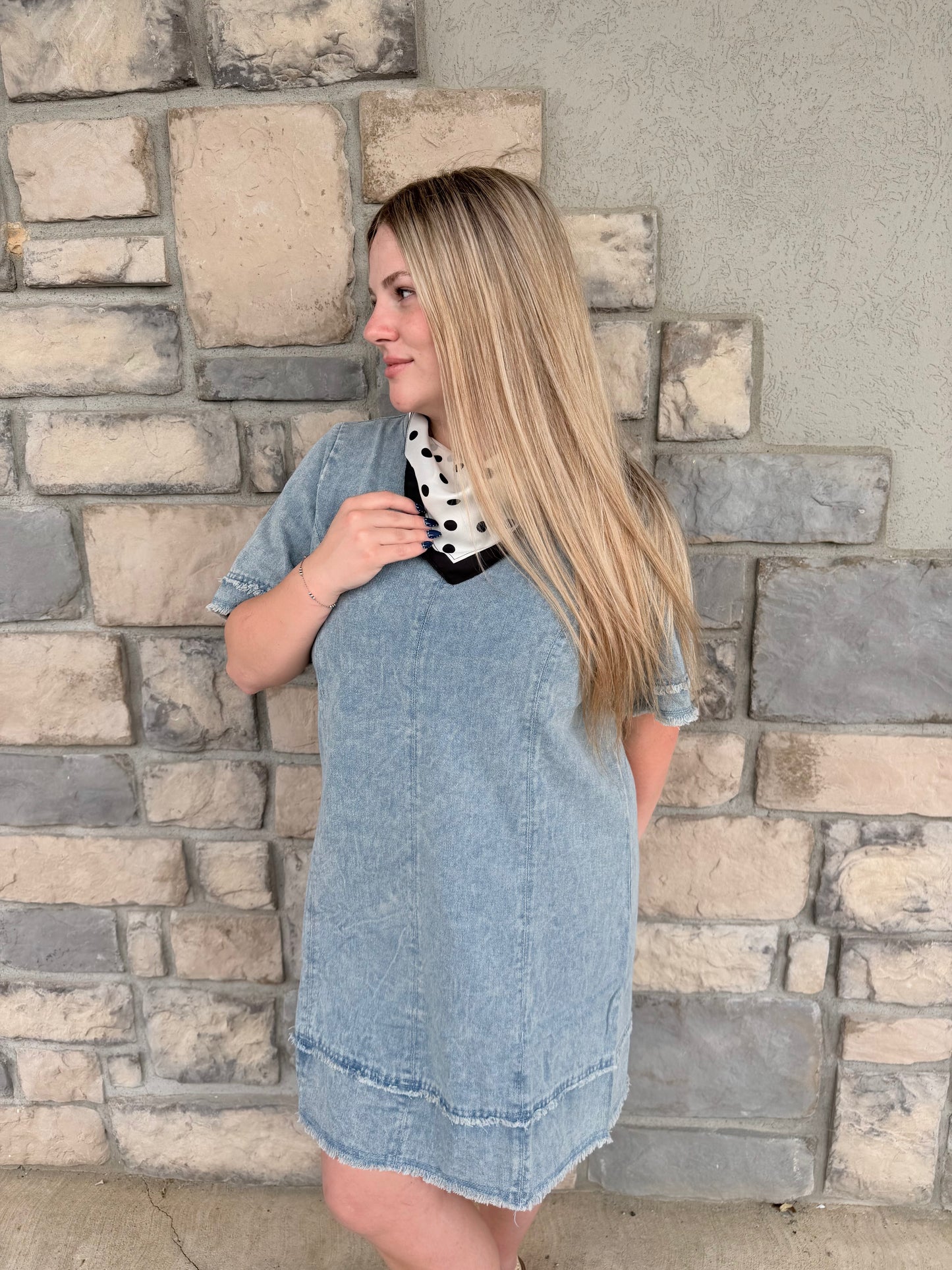 Denim Loose Fit Dress- Light Wash