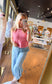 Go Getter Striped Tank- Fuchsia
