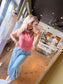 Go Getter Striped Tank- Fuchsia