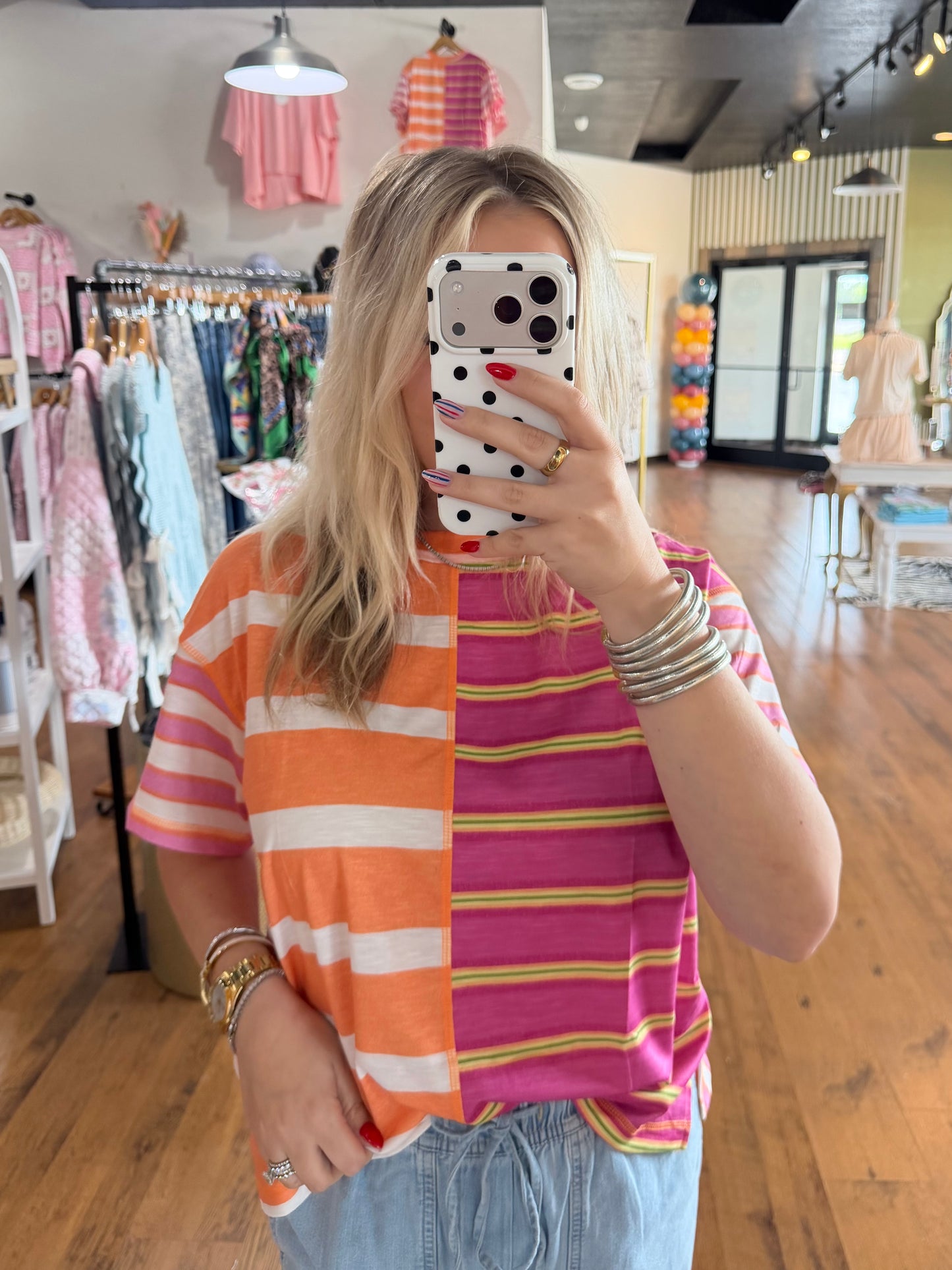 Orange And Pink Boxed Top