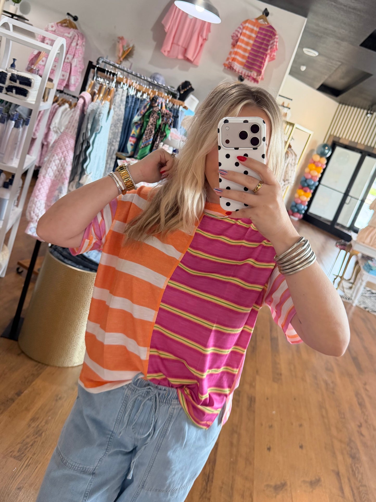 Orange And Pink Boxed Top