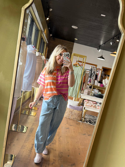 Orange And Pink Boxed Top