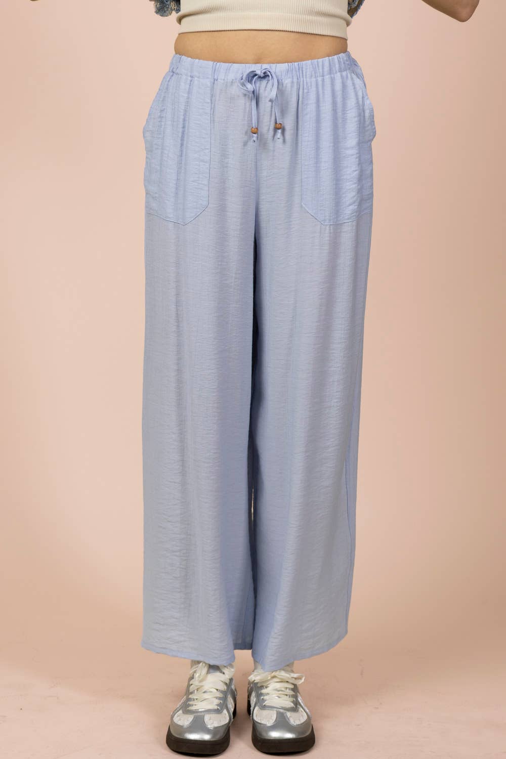 Wide Leg Woven Pants- Blue
