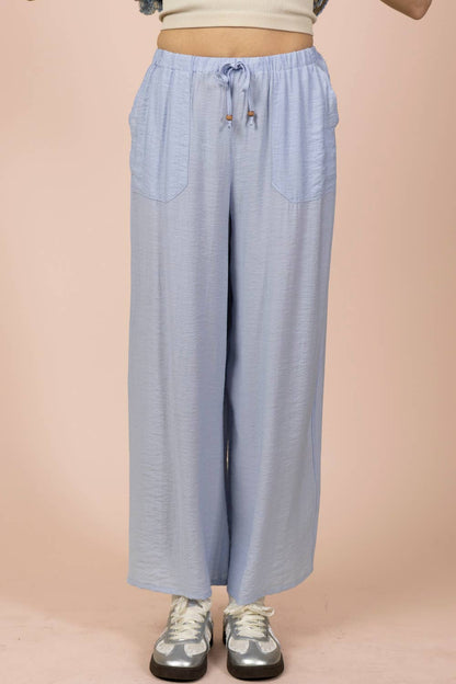 Wide Leg Woven Pants- Blue