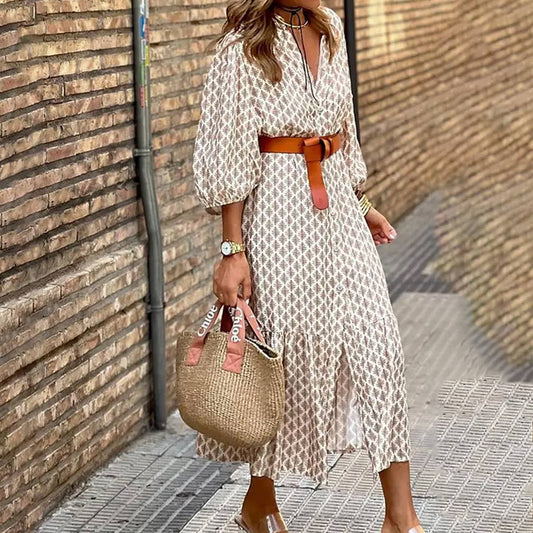 Beige Geo Sunny Days Dress