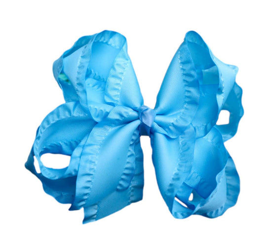 Baby Blue Double Ruffle Hair Bow