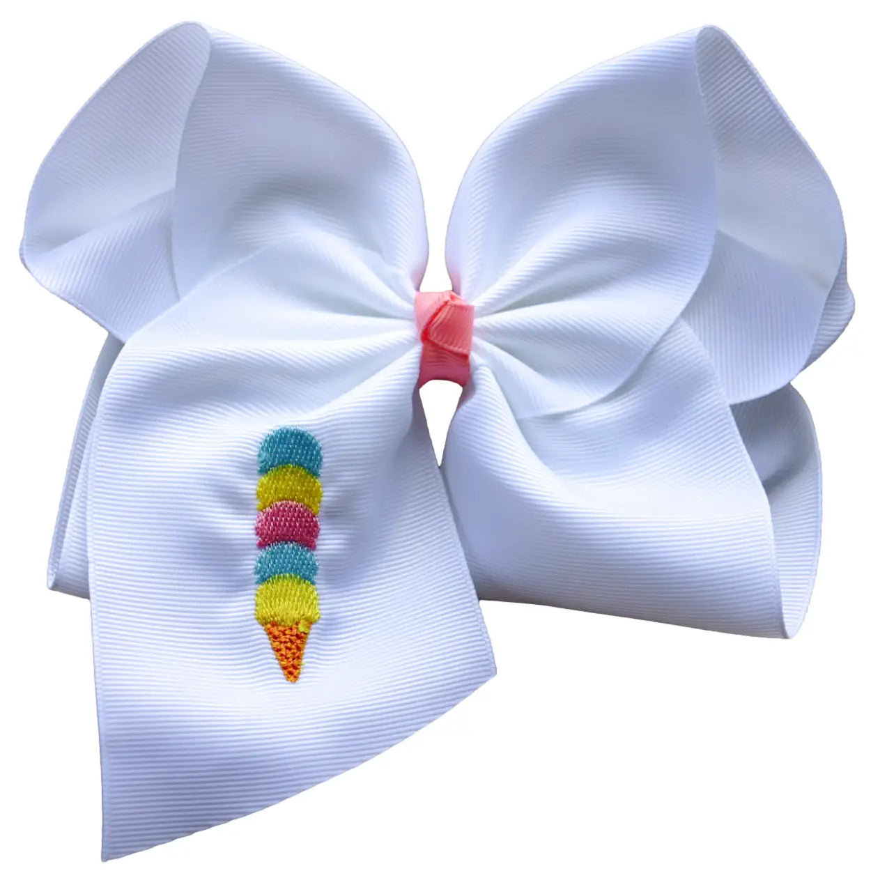Rainbow Ice Cream Embroidered Bow