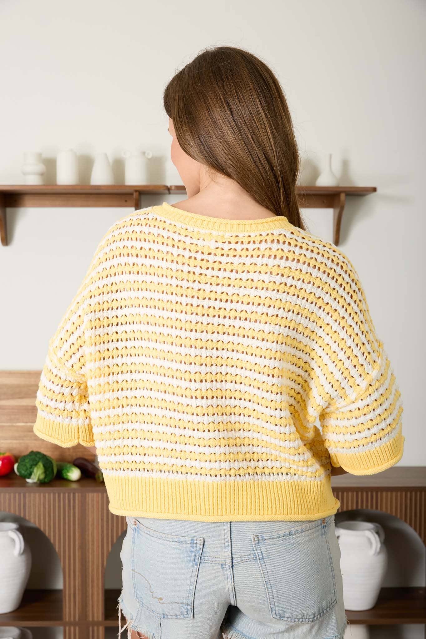 Crochet Knit Cardigan- Sage
