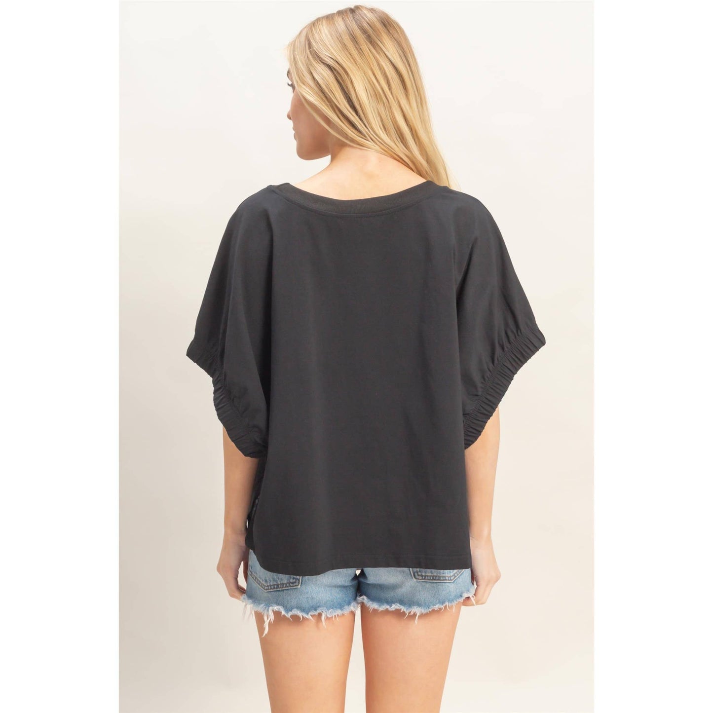 Oversized Cuff Top- Black