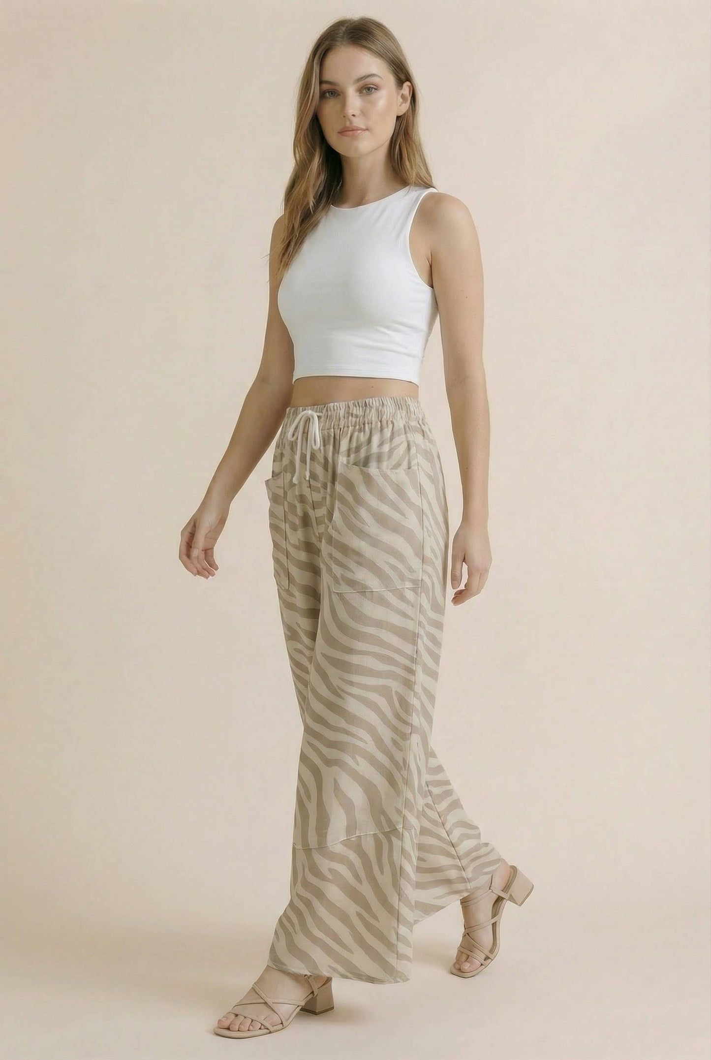 Zebra Print Wide Leg Lounge Pants