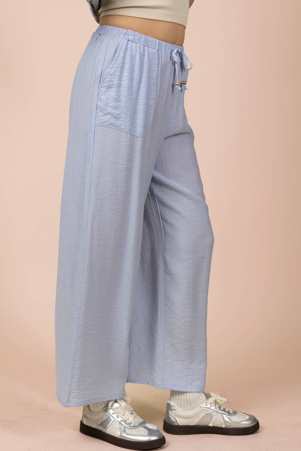 Wide Leg Woven Pants- Blue