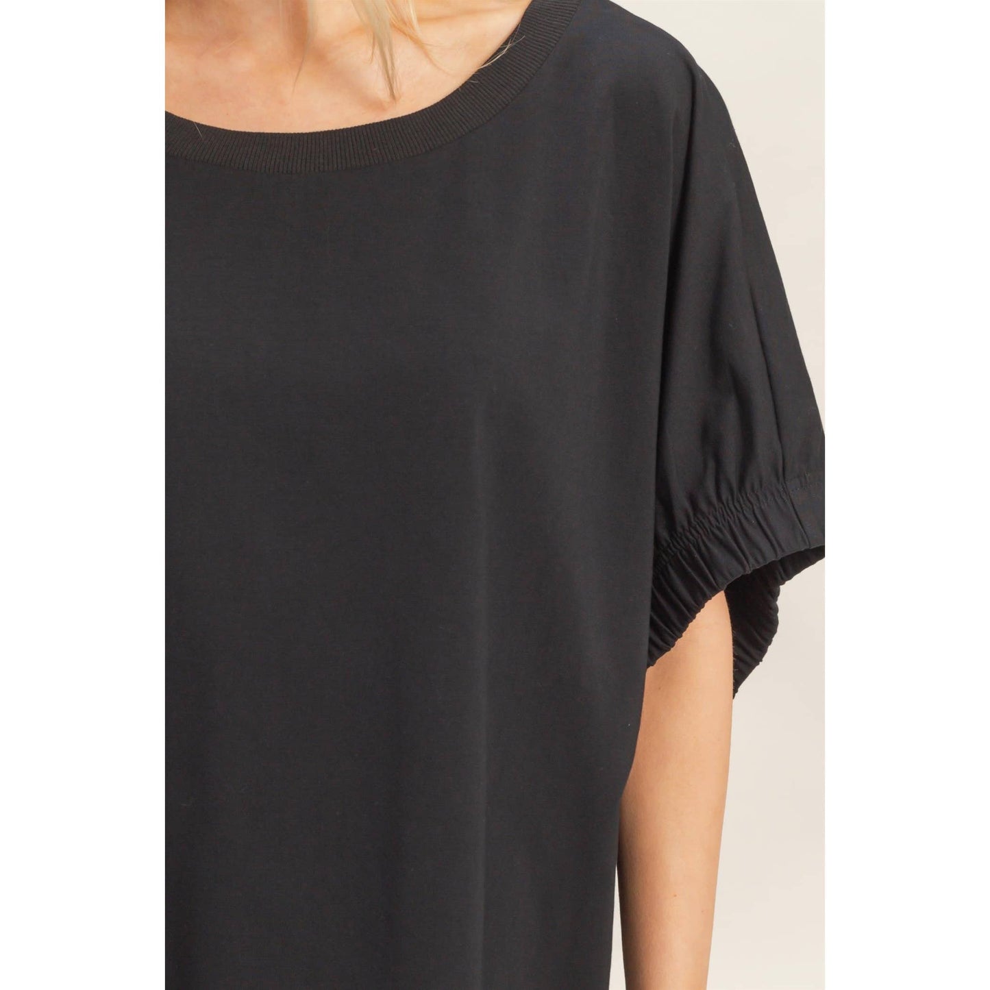 Oversized Cuff Top- Black