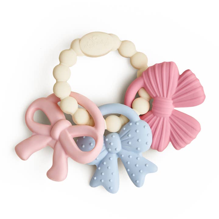 Itzy Trio™ 100% Silicone Multi-Textured Teether- Bows