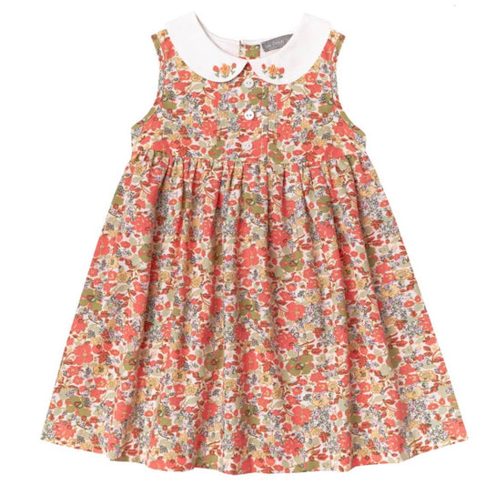 Orange Floral Embroidered Sleeveless Dress