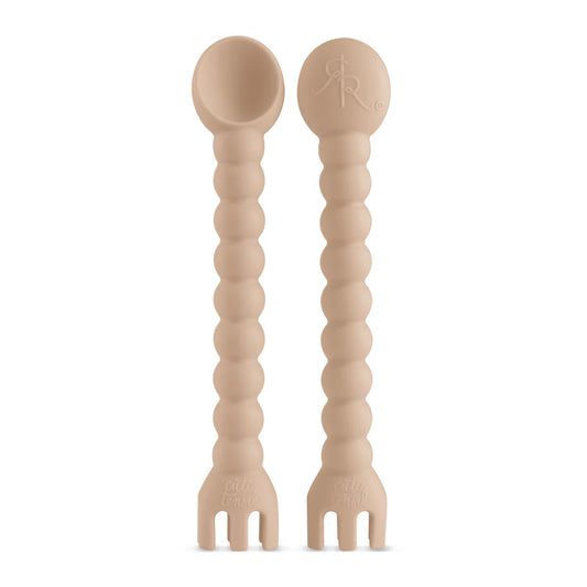 Cutie Utensil Fork And Spoon - Beige