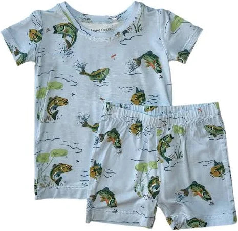 Blue Bass Fishin' Short Set- Angel Dear