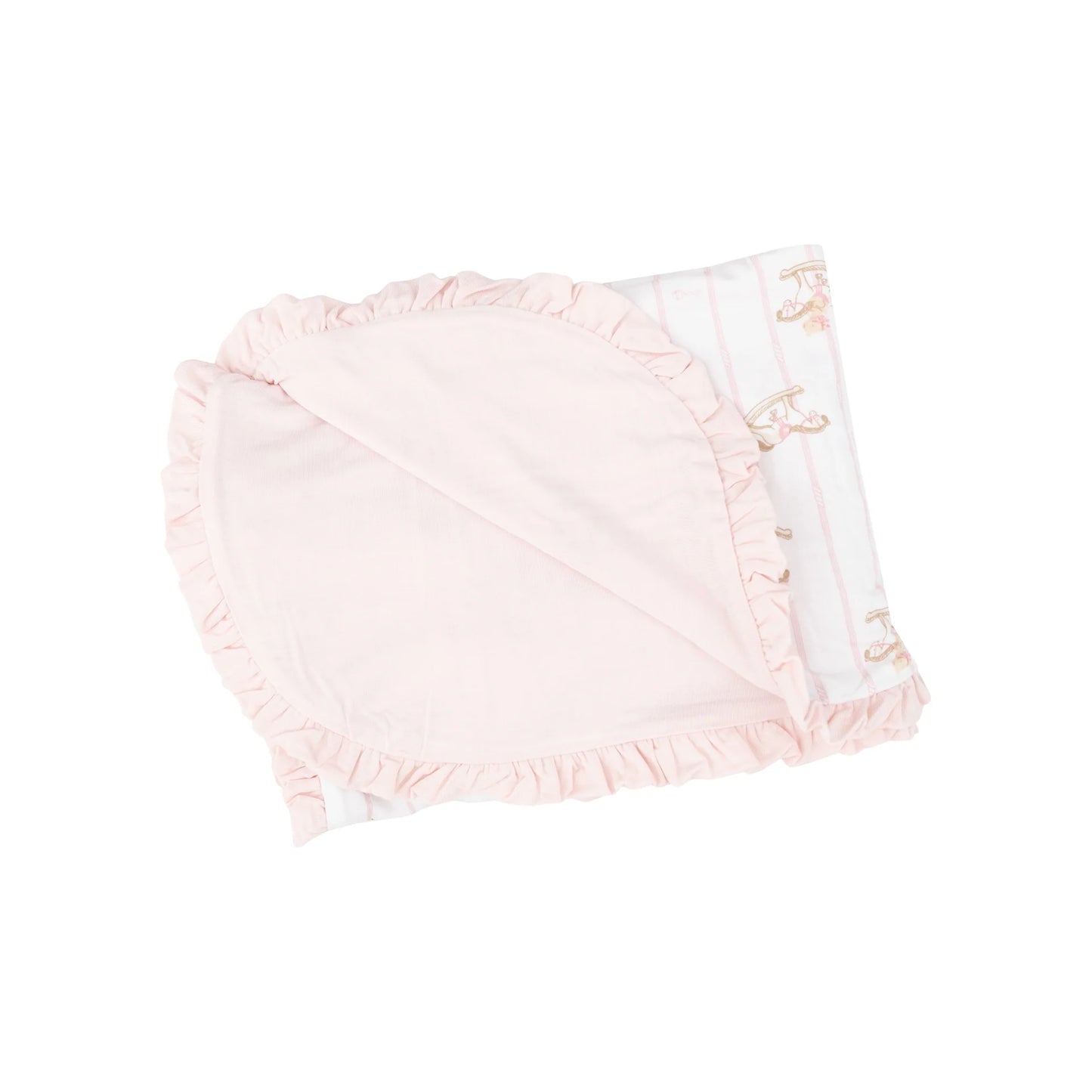 Receiving Blanket- Pink Rocking Horse with Ruffles