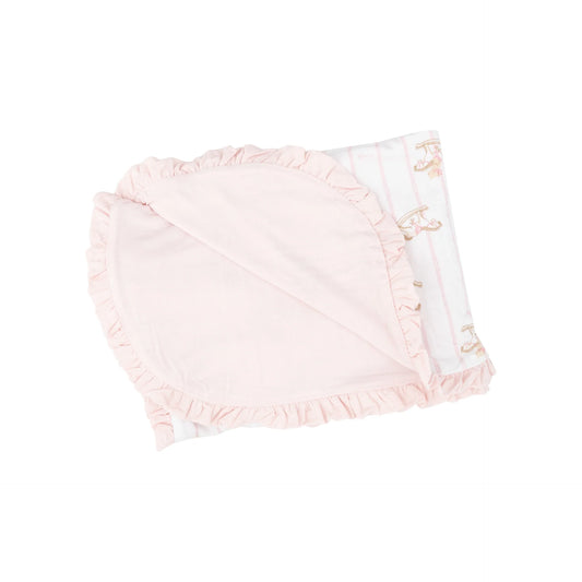 Receiving Blanket- Pink Rocking Horse with Ruffles